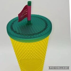 Starbucks Hawaii Collection Yellow & Teal Tumbler with Flag Lid